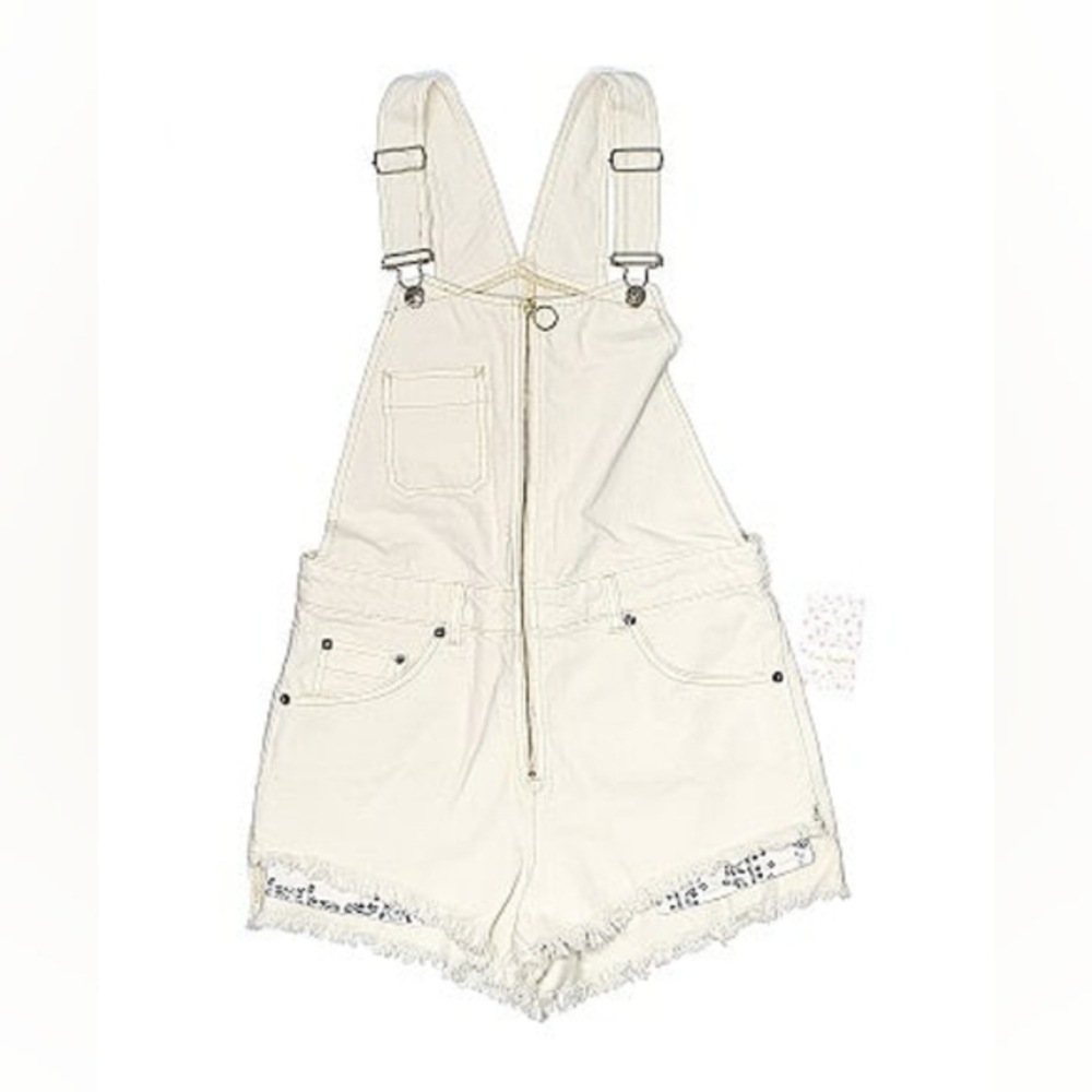 Free‎ People Sunkissed Jean Cut-Off Short Overall Off-White